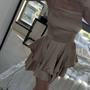 Champagne Elegant Mini Cocktail Dress